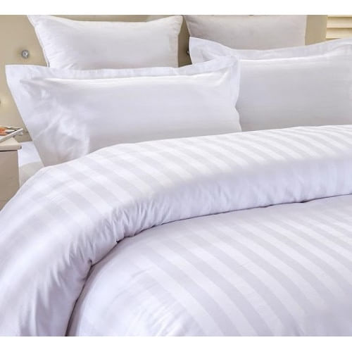 Husa pentru pilota Kotonia Home Hotel Damasc Saten cu dungi de 1 cm, 100% bumbac, Alb, 150x200