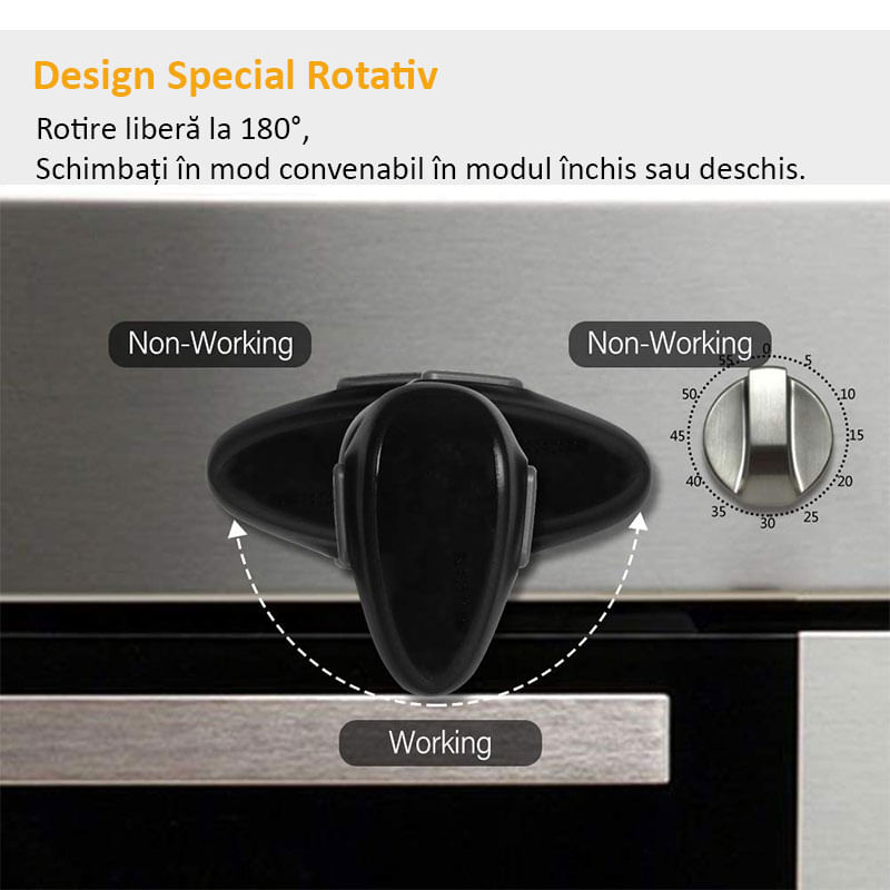 Casa si Gradina - Mobilier - Mobilier copii - Sisteme de siguranta - Blocator usa cuptor sau masina de spalat vase pentru copii, blocare frontala, adeziv 3M, negru, bebeLOGIC™ - Infinity.ro