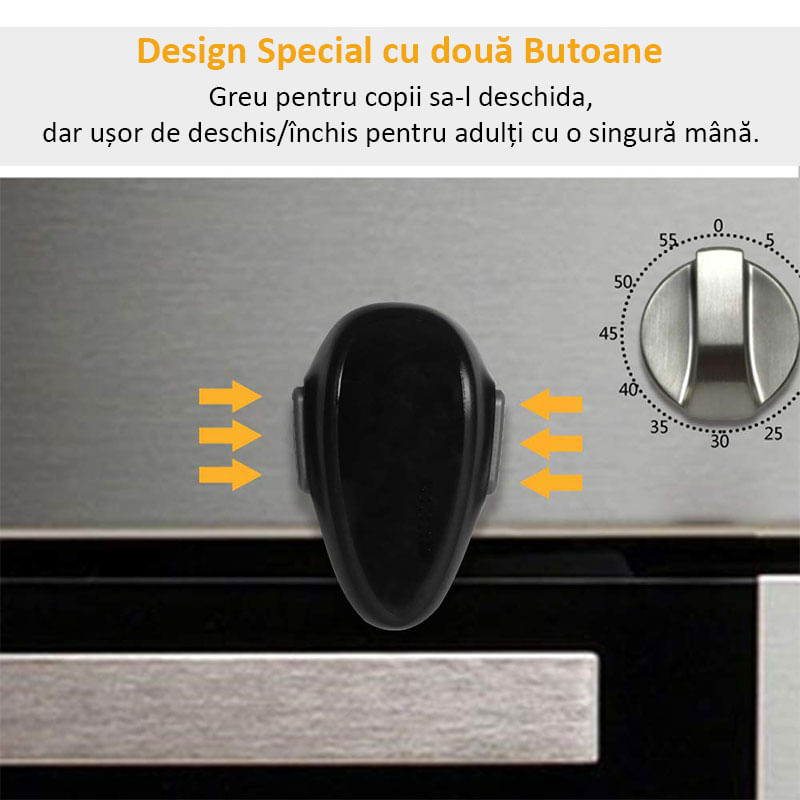 Casa si Gradina - Mobilier - Mobilier copii - Sisteme de siguranta - Blocator usa cuptor sau masina de spalat vase pentru copii, blocare frontala, adeziv 3M, negru, bebeLOGIC™ - Infinity.ro