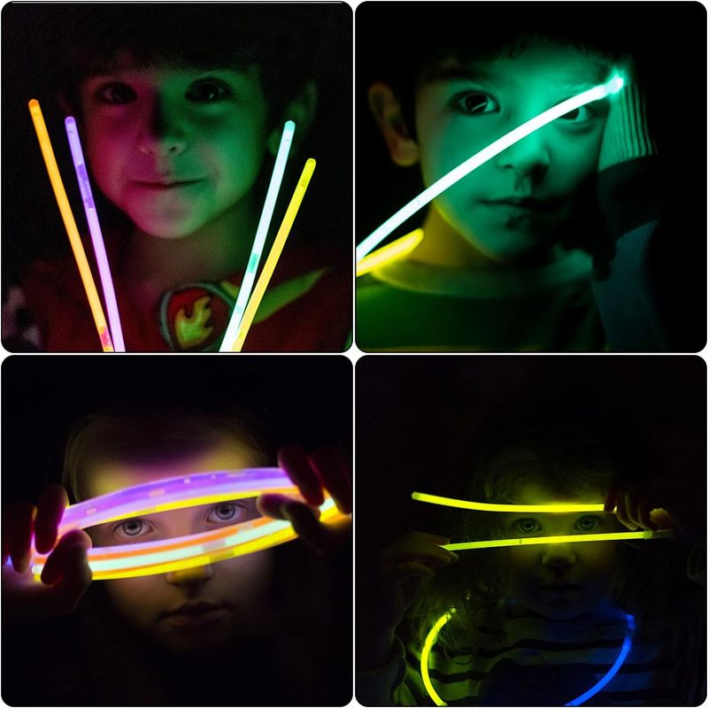 Casa si Gradina - Decoratiuni - Decoratiuni petrecere - Accesorii pentru petrecere - Set 100 bratari luminoase si colorate pentru petreceri, fosforescente, Glow Sticks, Galbene, bebeLOGIC™ - Infinity.ro