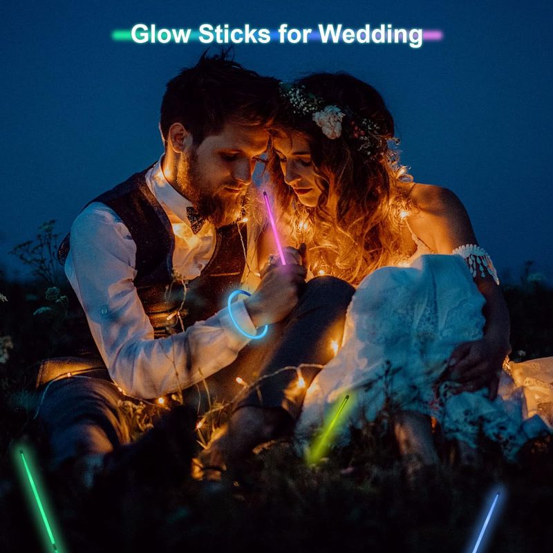 Casa si Gradina - Decoratiuni - Decoratiuni petrecere - Accesorii pentru petrecere - Set 100 bratari luminoase si colorate pentru petreceri, fosforescente, Glow Sticks, Galbene, bebeLOGIC™ - Infinity.ro