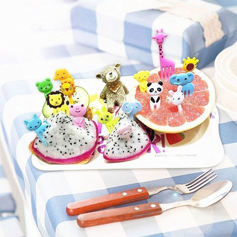 Casa si Gradina - Decoratiuni - Decoratiuni petrecere - Accesorii pentru petrecere - Set 50 furculite decorative bebeLOGIC™ model animale pentru copii, pentru tort, fructe, desert, Happy Birthday - Infinity.ro