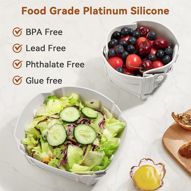 Casa si Gradina - Bucatarie si vesela - Vesela si tacamuri - Farfurii si boluri - Bol, farfurie sau tava pliabile, silicon alimentar, fara BPA, camping, drumetii, gustari, 28cm, gri, mediLOGIC™ - Infinity.ro