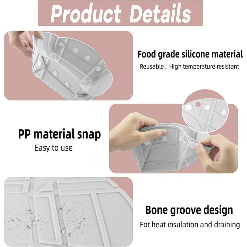 Casa si Gradina - Bucatarie si vesela - Vesela si tacamuri - Farfurii si boluri - Bol, farfurie sau tava pliabile, silicon alimentar, fara BPA, camping, drumetii, gustari, 28cm, gri, mediLOGIC™ - Infinity.ro