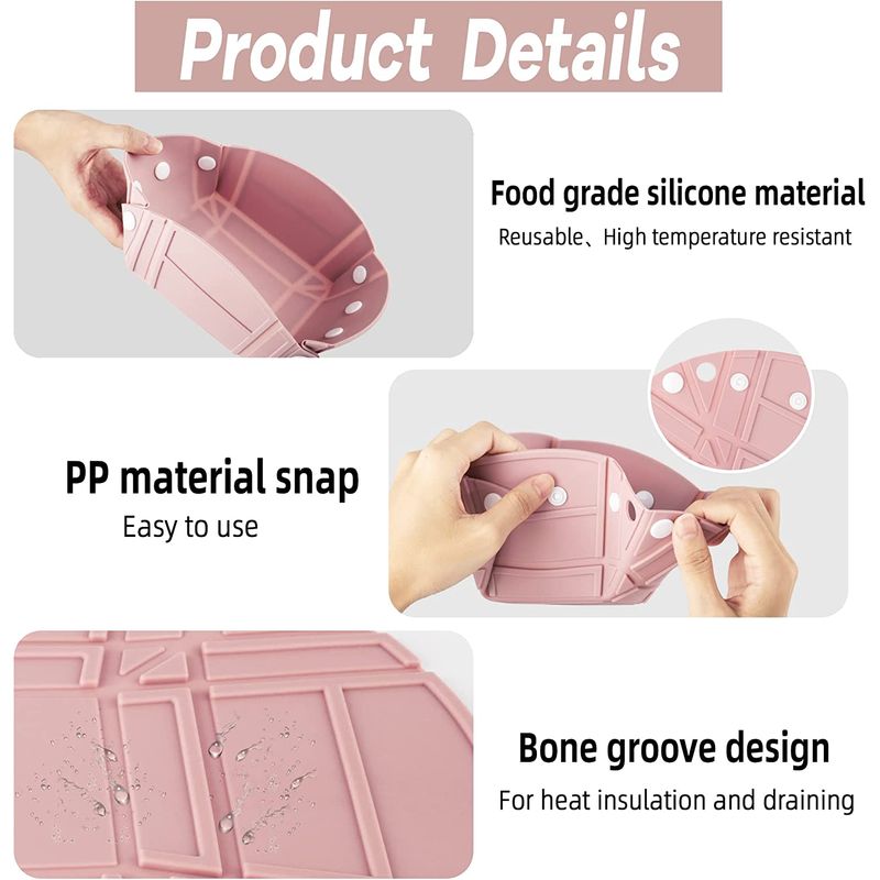 Casa si Gradina - Bucatarie si vesela - Vesela si tacamuri - Farfurii si boluri - Tava, bol sau farfurie pliabile, silicon alimentar, fara BPA, camping, drumetii, gustari, 28cm, roz, mediLOGIC™ - Infinity.ro