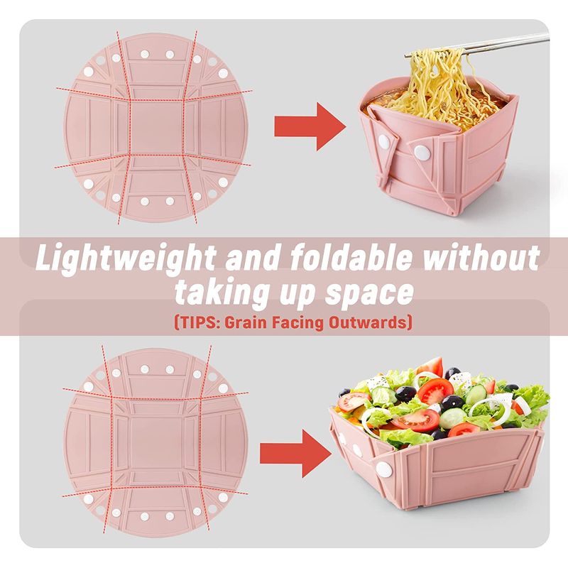 Casa si Gradina - Bucatarie si vesela - Vesela si tacamuri - Farfurii si boluri - Tava, bol sau farfurie pliabile, silicon alimentar, fara BPA, camping, drumetii, gustari, 28cm, roz, mediLOGIC™ - Infinity.ro