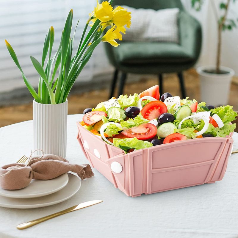 Casa si Gradina - Bucatarie si vesela - Vesela si tacamuri - Farfurii si boluri - Tava, bol sau farfurie pliabile, silicon alimentar, fara BPA, camping, drumetii, gustari, 28cm, roz, mediLOGIC™ - Infinity.ro