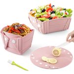 Casa si Gradina - Bucatarie si vesela - Vesela si tacamuri - Farfurii si boluri - Tava, bol sau farfurie pliabile, silicon alimentar, fara BPA, camping, drumetii, gustari, 28cm, roz, mediLOGIC™ - Infinity.ro