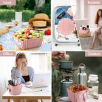 Casa si Gradina - Bucatarie si vesela - Vesela si tacamuri - Farfurii si boluri - Tava, bol sau farfurie pliabile, silicon alimentar, fara BPA, camping, drumetii, gustari, 28cm, roz, mediLOGIC™ - Infinity.ro