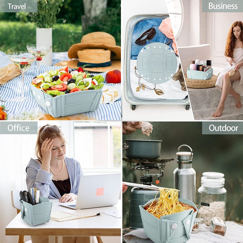 Casa si Gradina - Bucatarie si vesela - Vesela si tacamuri - Farfurii si boluri - Bol, tava sau farfurie pliabile, silicon alimentar, fara BPA, camping, drumetii, gustari, 28cm, verde, mediLOGIC™ - Infinity.ro