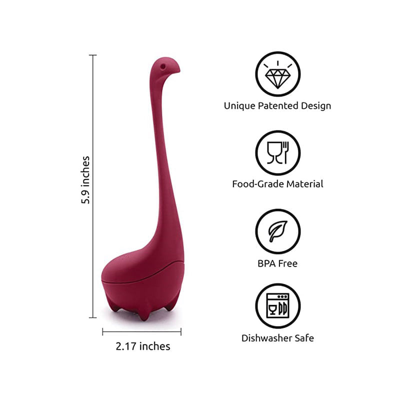 Casa si Gradina - Bucatarie si vesela - Vase pentru gatit - Ceainice si infuzoare - Infuzor de ceai cu frunze vrac, Baby Nessie, silicon, mediLOGIC™, rosu inchis - Infinity.ro