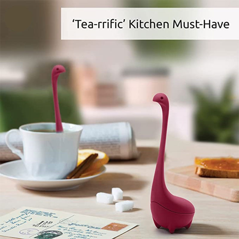 Casa si Gradina - Bucatarie si vesela - Vase pentru gatit - Ceainice si infuzoare - Infuzor de ceai cu frunze vrac, Baby Nessie, silicon, mediLOGIC™, rosu inchis - Infinity.ro