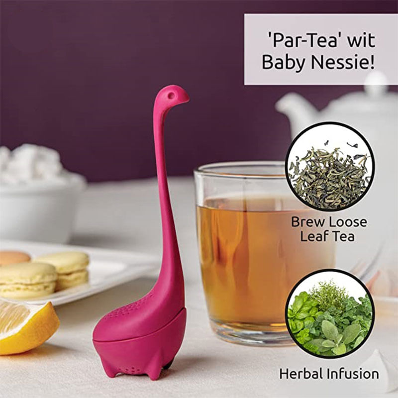 Casa si Gradina - Bucatarie si vesela - Vase pentru gatit - Ceainice si infuzoare - Infuzor de ceai cu frunze vrac, Baby Nessie, silicon, mediLOGIC™, rosu inchis - Infinity.ro