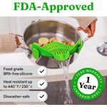 Casa si Gradina - Bucatarie si vesela - Ustensile bucatarie - Site bucatarie, strecuratori si accesorii - Strecuratoare silicon cu prindere, potrivita pentru oale, boluri, tigai, spaghete, carne, fara BPA, verde, mediLOGIC™ - Infinity.ro