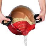 Casa si Gradina - Bucatarie si vesela - Ustensile bucatarie - Site bucatarie, strecuratori si accesorii - Strecuratoare silicon cu prindere, potrivita pentru oale, boluri, tigai, spaghete, carne, fara BPA, rosie, mediLOGIC™ - Infinity.ro