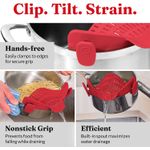 Casa si Gradina - Bucatarie si vesela - Ustensile bucatarie - Site bucatarie, strecuratori si accesorii - Strecuratoare silicon cu prindere, potrivita pentru oale, boluri, tigai, spaghete, carne, fara BPA, rosie, mediLOGIC™ - Infinity.ro