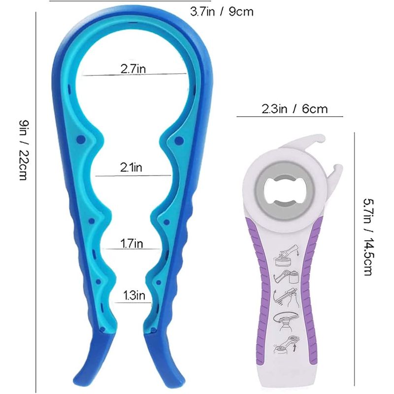 Casa si Gradina - Bucatarie si vesela - Ustensile bucatarie - Desfacatoare conserve - Deschizator capace borcane, recipiente si sticle pentru maini slabe, multifunctional, 5 in 1, albastru, mediLOGIC™ - Infinity.ro