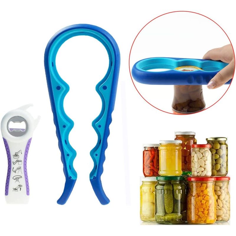 Casa si Gradina - Bucatarie si vesela - Ustensile bucatarie - Desfacatoare conserve - Deschizator capace borcane, recipiente si sticle pentru maini slabe, multifunctional, 5 in 1, albastru, mediLOGIC™ - Infinity.ro