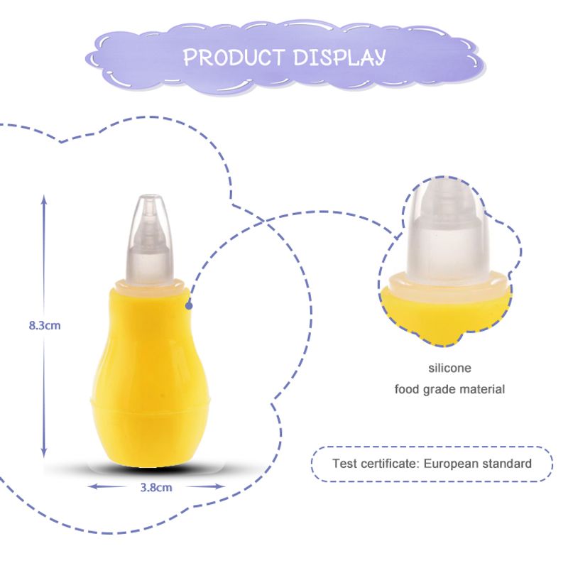 Jucarii, Copii si Bebe - Igiena si ingrijire - Accesorii ingrijire copii - Aspiratoare nazale si accesorii - Aspirator nazal pentru bebelusi, bebeLOGIC™, varf de silicon, manual, cu pompita, galben, 0+ luni - Infinity.ro