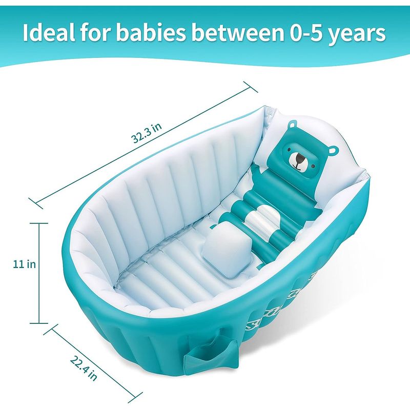 Jucarii, Copii si Bebe - Igiena si ingrijire - Baia bebelusului - Cadite bebe si accesorii baie - Cadita gonflabila pentru bebelusi si copii, 0-5 ani, portabila, pliabila, mini piscina calatorie, albastra, bebeLOGIC™ - Infinity.ro