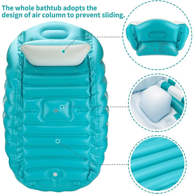 Jucarii, Copii si Bebe - Igiena si ingrijire - Baia bebelusului - Cadite bebe si accesorii baie - Cadita gonflabila pentru bebelusi si copii, 0-5 ani, portabila, pliabila, mini piscina calatorie, albastra, bebeLOGIC™ - Infinity.ro
