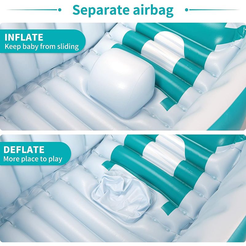 Jucarii, Copii si Bebe - Igiena si ingrijire - Baia bebelusului - Cadite bebe si accesorii baie - Cadita gonflabila pentru bebelusi si copii, 0-5 ani, portabila, pliabila, mini piscina calatorie, albastra, bebeLOGIC™ - Infinity.ro