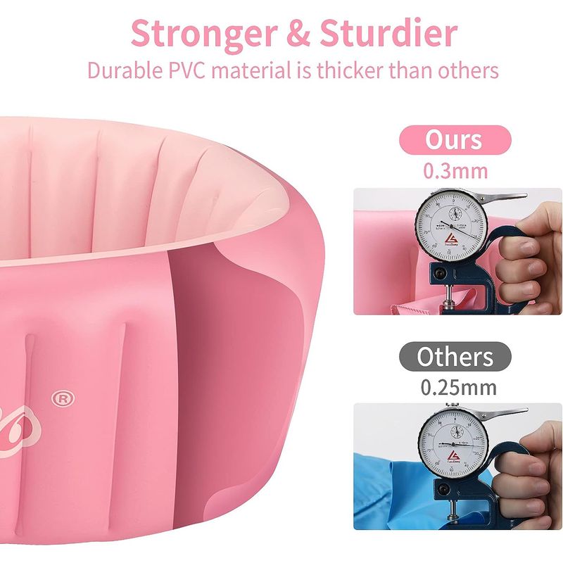 Jucarii, Copii si Bebe - Igiena si ingrijire - Baia bebelusului - Cadite bebe si accesorii baie - Cadita gonflabila pentru bebelusi si copii, 0-5 ani, portabila, pliabila, mini piscina de calatorie, roz, bebeLOGIC™ - Infinity.ro
