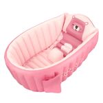 Jucarii, Copii si Bebe - Igiena si ingrijire - Baia bebelusului - Cadite bebe si accesorii baie - Cadita gonflabila pentru bebelusi si copii, 0-5 ani, portabila, pliabila, mini piscina de calatorie, roz, bebeLOGIC™ - Infinity.ro