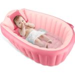 Jucarii, Copii si Bebe - Igiena si ingrijire - Baia bebelusului - Cadite bebe si accesorii baie - Cadita gonflabila pentru bebelusi si copii, 0-5 ani, portabila, pliabila, mini piscina de calatorie, roz, bebeLOGIC™ - Infinity.ro