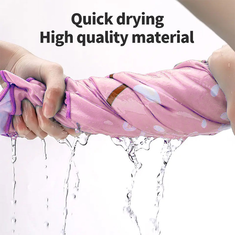 Jucarii, Copii si Bebe - Igiena si ingrijire - Baia bebelusului - Prosoape si halate de baie copii - Prosop poncho de plaja din microfibra, super absorbant, pentru inot copii 5 - 12 ani, model UNICORN, roz, bebeLOGIC™ - Infinity.ro