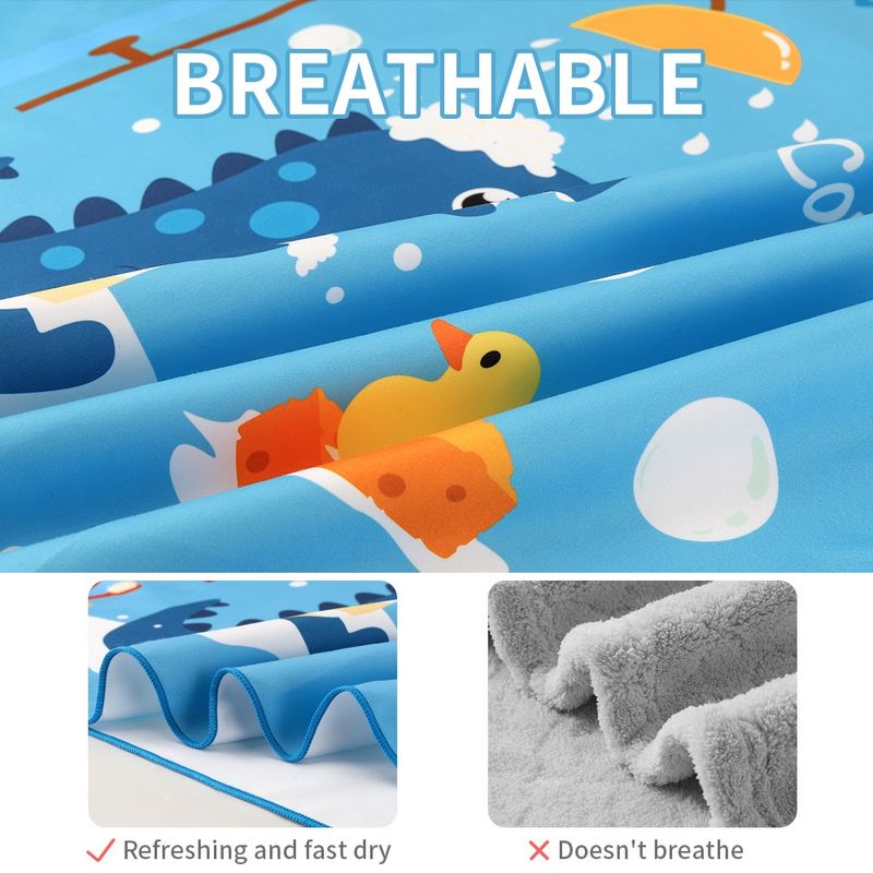 Jucarii, Copii si Bebe - Igiena si ingrijire - Baia bebelusului - Prosoape si halate de baie copii - Prosop poncho de plaja din microfibra, super absorbant, pentru inot copii 5-12 ani, model dinozaur, albastru, bebeLOGIC™ - Infinity.ro