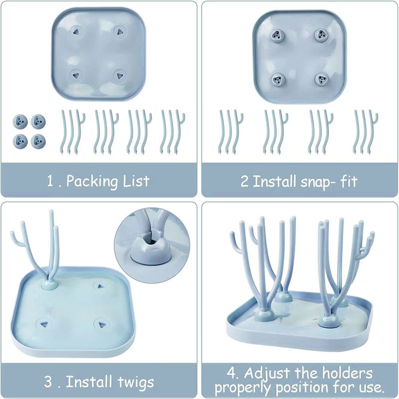 Jucarii, Copii si Bebe - Hrana si alaptare - Biberoane, suzete si accesorii hranire - Biberoane, tetine si accesorii - Suport pentru uscare biberoane, Polipropilena, Pliabil, Albastru, bebeLOGIC™ - Infinity.ro