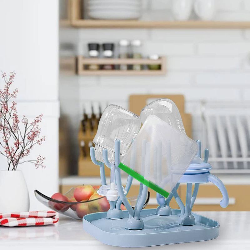 Jucarii, Copii si Bebe - Hrana si alaptare - Biberoane, suzete si accesorii hranire - Biberoane, tetine si accesorii - Suport pentru uscare biberoane, Polipropilena, Pliabil, Albastru, bebeLOGIC™ - Infinity.ro