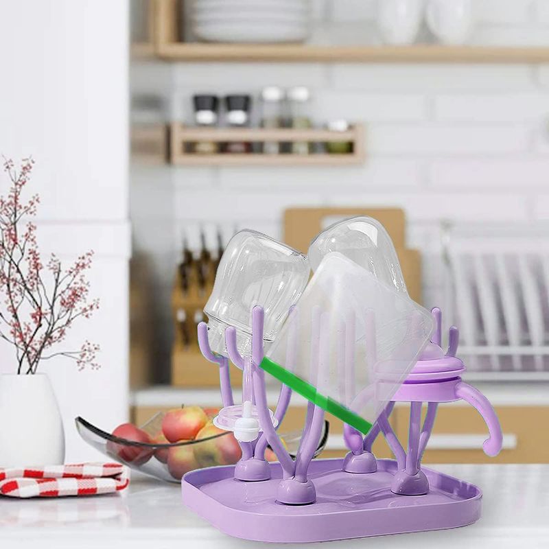 Jucarii, Copii si Bebe - Hrana si alaptare - Biberoane, suzete si accesorii hranire - Biberoane, tetine si accesorii - Suport pentru uscare biberoane, Polipropilena, Pliabil, Roz, bebeLOGIC™ - Infinity.ro