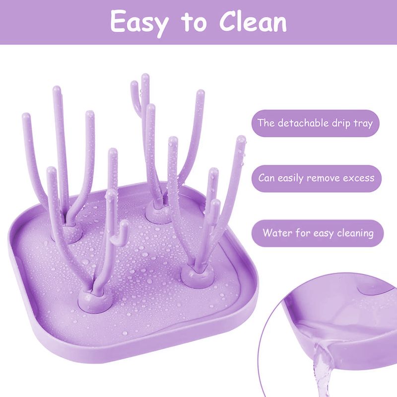 Jucarii, Copii si Bebe - Hrana si alaptare - Biberoane, suzete si accesorii hranire - Biberoane, tetine si accesorii - Suport pentru uscare biberoane, Polipropilena, Pliabil, Roz, bebeLOGIC™ - Infinity.ro