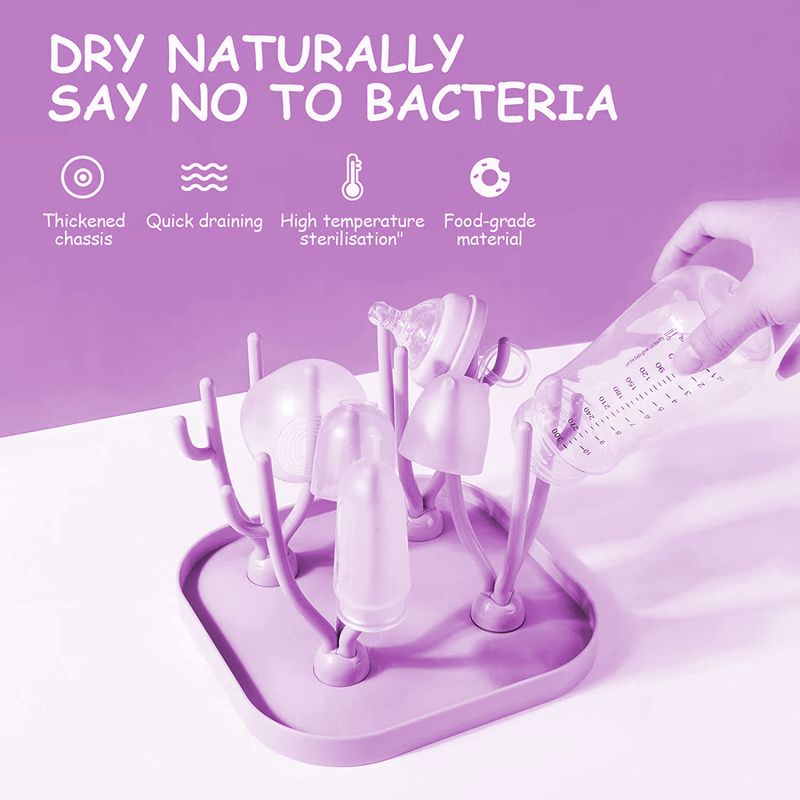 Jucarii, Copii si Bebe - Hrana si alaptare - Biberoane, suzete si accesorii hranire - Biberoane, tetine si accesorii - Suport pentru uscare biberoane, Polipropilena, Pliabil, Roz, bebeLOGIC™ - Infinity.ro
