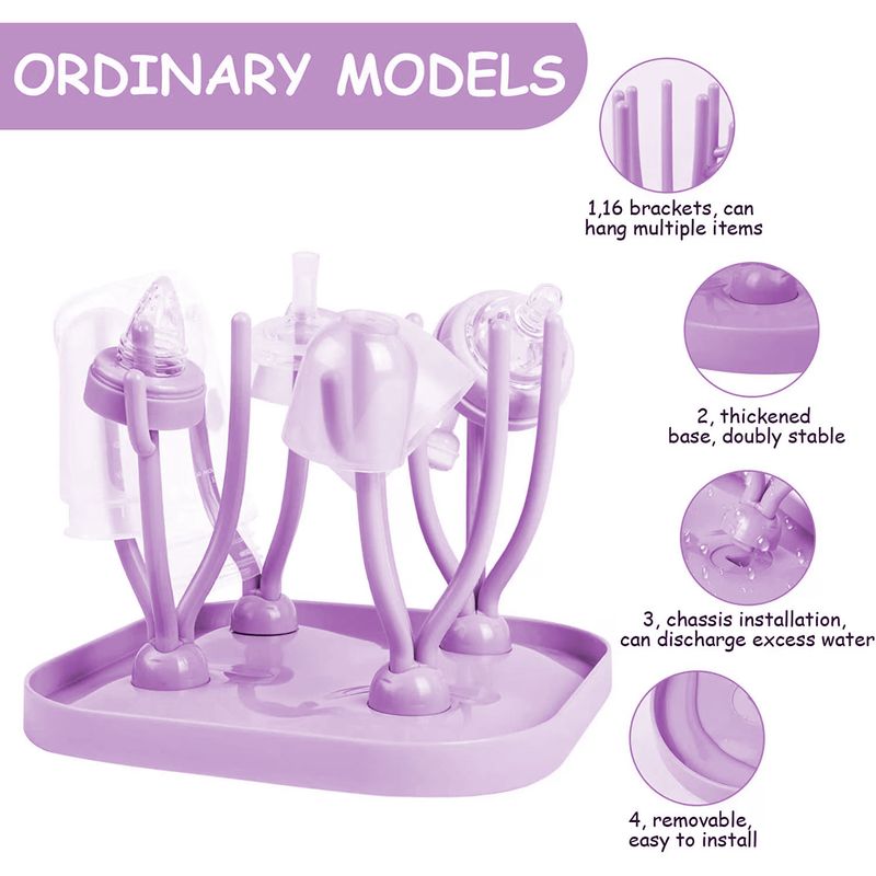 Jucarii, Copii si Bebe - Hrana si alaptare - Biberoane, suzete si accesorii hranire - Biberoane, tetine si accesorii - Suport pentru uscare biberoane, Polipropilena, Pliabil, Roz, bebeLOGIC™ - Infinity.ro