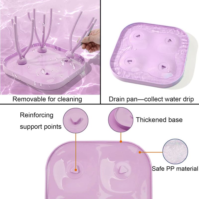 Jucarii, Copii si Bebe - Hrana si alaptare - Biberoane, suzete si accesorii hranire - Biberoane, tetine si accesorii - Suport pentru uscare biberoane, Polipropilena, Pliabil, Roz, bebeLOGIC™ - Infinity.ro