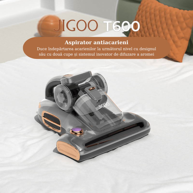 Electronice si Electrocasnice - Ingrijirea locuintei - Aspiratoare - Aspirator Antiacarieni Jigoo T600, SterilizareUV, Tehnologie cu Ultrasunete, Incalzire 60°C, 700W, Putere Aspirare 15KPa - Infinity.ro