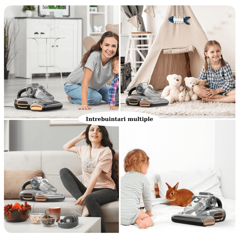 Electronice si Electrocasnice - Ingrijirea locuintei - Aspiratoare - Aspirator Antiacarieni Jigoo T600, SterilizareUV, Tehnologie cu Ultrasunete, Incalzire 60°C, 700W, Putere Aspirare 15KPa - Infinity.ro