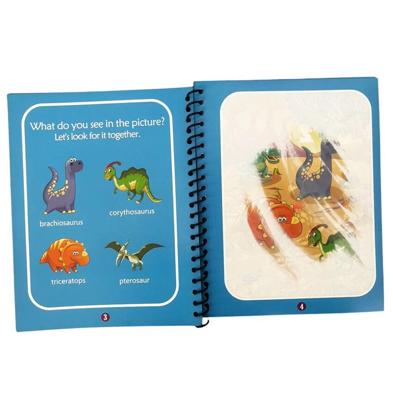Carti si Birotica - Carti - Carti pentru copii - Activitati extracurriculare - Carte de colorat cu apa Magic Book, Dinosaur World, tip Aquadoodle, pentru fete si baieti 2, 3, 4, 5, 6 ani, bebeLOGIC™ - Infinity.ro