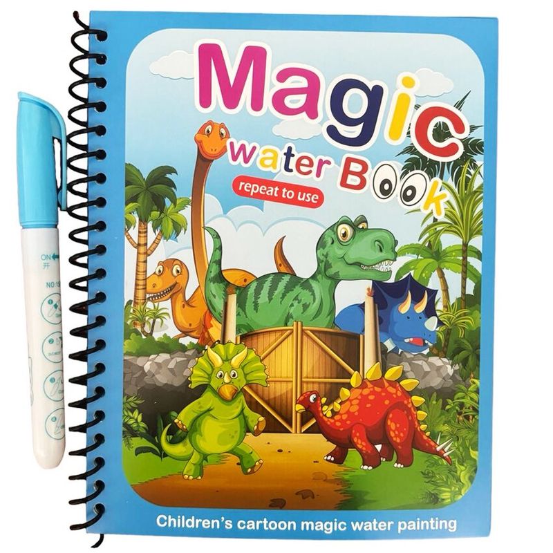 Carti si Birotica - Carti - Carti pentru copii - Activitati extracurriculare - Carte de colorat cu apa Magic Book, Dinosaur World, tip Aquadoodle, pentru fete si baieti 2, 3, 4, 5, 6 ani, bebeLOGIC™ - Infinity.ro