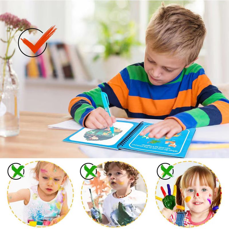 Carti si Birotica - Carti - Carti pentru copii - Activitati extracurriculare - Carte de colorat cu apa Magic Book, Dinosaur World, tip Aquadoodle, pentru fete si baieti 2, 3, 4, 5, 6 ani, bebeLOGIC™ - Infinity.ro