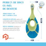 Ingrijire personala si Cosmetice - Igiena dentara - Periute de dinti clasice - Periuta de dinti cu inel gingival pentru bebelusi 0-2 ani, peri extra moi, albastru - verde, bebeLOGIC™ - Infinity.ro