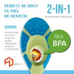 Ingrijire personala si Cosmetice - Igiena dentara - Periute de dinti clasice - Periuta de dinti cu inel gingival pentru bebelusi 0-2 ani, peri extra moi, albastru - verde, bebeLOGIC™ - Infinity.ro
