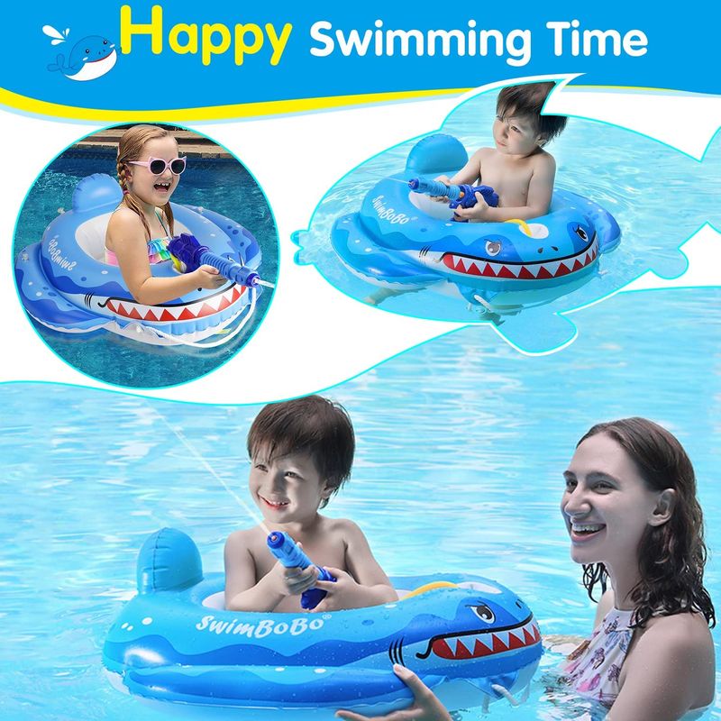 Jucarii, Copii si Bebe - Jucarii si jocuri - Jucarii de exterior - Colaci, ochelari si accesorii inot copii - Colac de inot bebelusi si copii cu accesorii si jucarii distractive, pistol cu apa, Baby Shark, 1 - 5 ani, bebeLOGIC™ - Infinity.ro