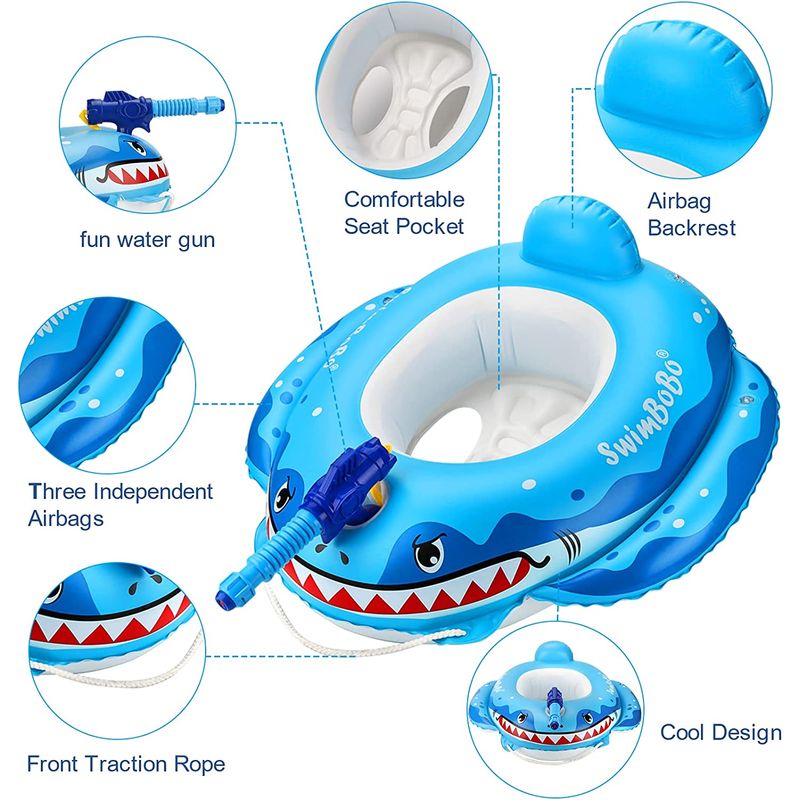 Jucarii, Copii si Bebe - Jucarii si jocuri - Jucarii de exterior - Colaci, ochelari si accesorii inot copii - Colac de inot bebelusi si copii cu accesorii si jucarii distractive, pistol cu apa, Baby Shark, 1 - 5 ani, bebeLOGIC™ - Infinity.ro