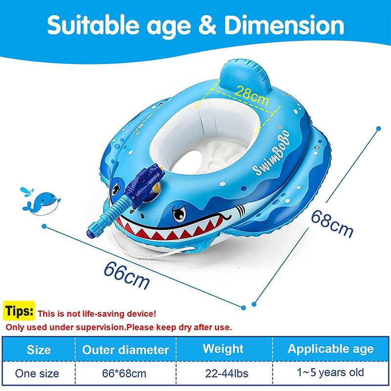Jucarii, Copii si Bebe - Jucarii si jocuri - Jucarii de exterior - Colaci, ochelari si accesorii inot copii - Colac de inot bebelusi si copii cu accesorii si jucarii distractive, pistol cu apa, Baby Shark, 1 - 5 ani, bebeLOGIC™ - Infinity.ro