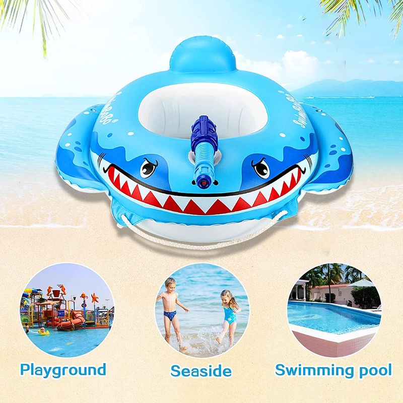 Jucarii, Copii si Bebe - Jucarii si jocuri - Jucarii de exterior - Colaci, ochelari si accesorii inot copii - Colac de inot bebelusi si copii cu accesorii si jucarii distractive, pistol cu apa, Baby Shark, 1 - 5 ani, bebeLOGIC™ - Infinity.ro
