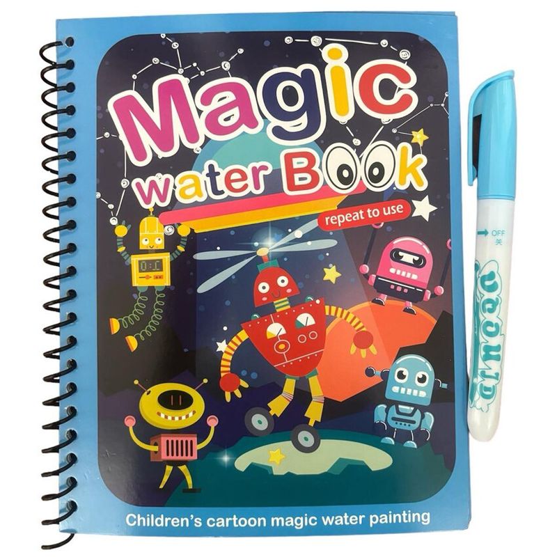Carti si Birotica - Carti - Carti pentru copii - Carti de colorat - Carte de colorat cu apa Magic Book, Robot World, tip Aquadoodle, pentru fete si baieti 2, 3, 4, 5, 6 ani, bebeLOGIC™ - Infinity.ro
